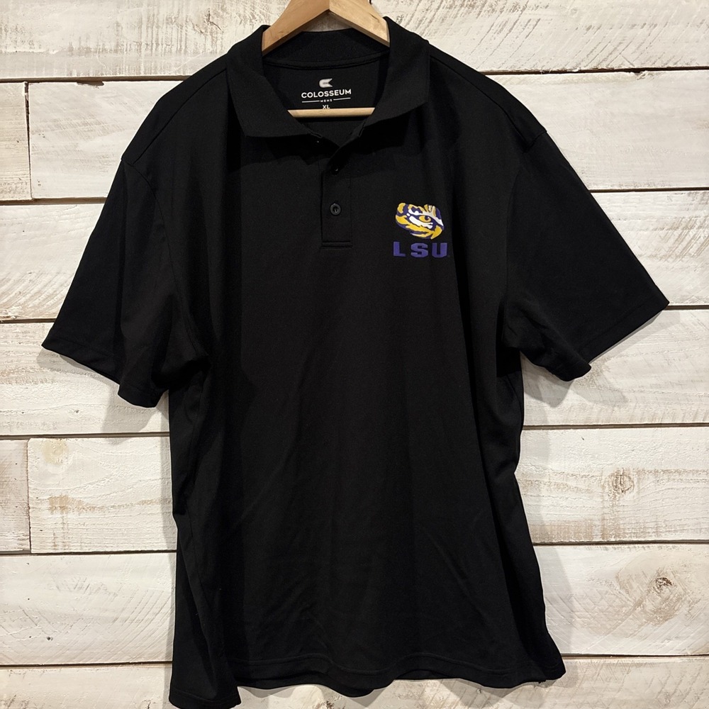 LSU‎ Tigers Polo Black Sz XL Men's Colosseum Football